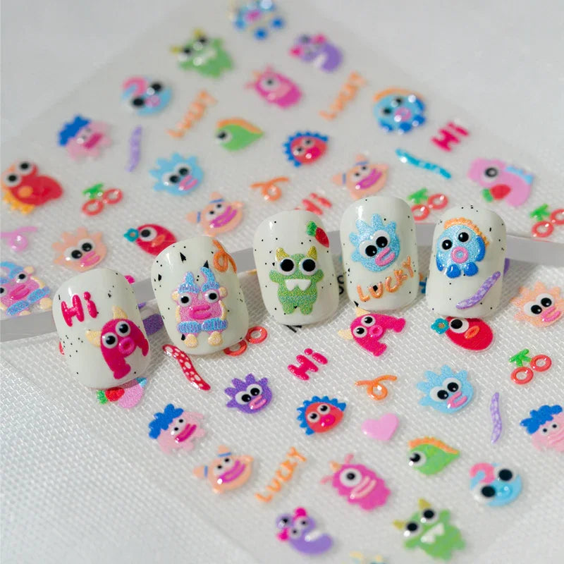Mini Monster 3D Nail Art Stickers