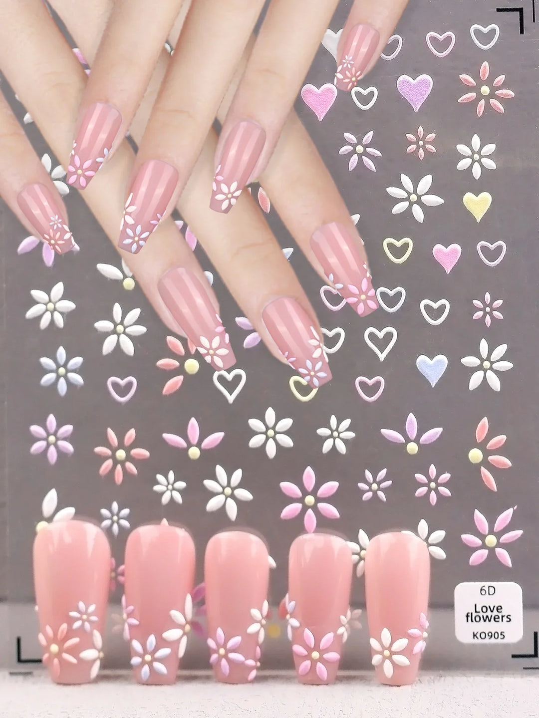 Pastel Petals 3D Nail Art Stickers