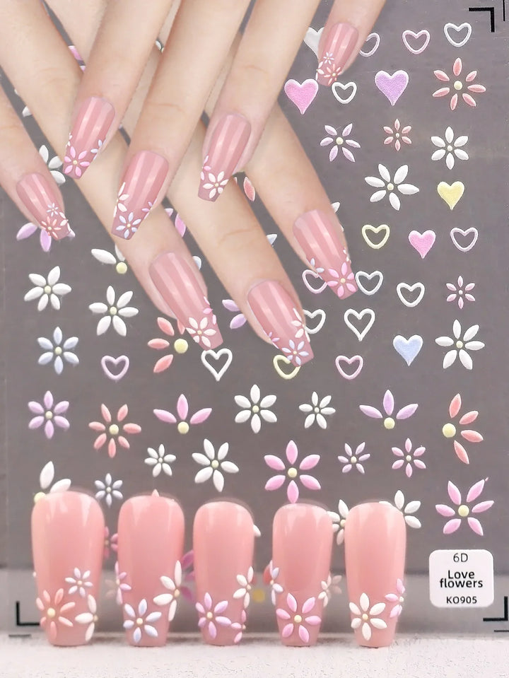 Pastel Petals 3D Nail Art Stickers