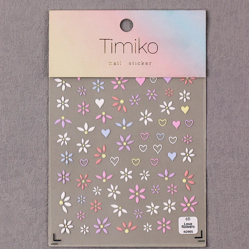 Pastel Petals 3D Nail Art Stickers