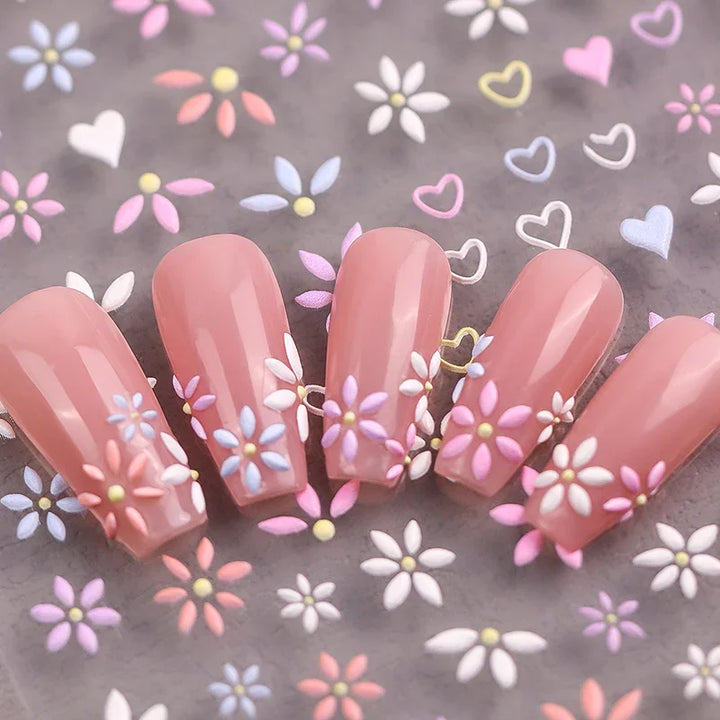 Pastel Petals 3D Nail Art Stickers