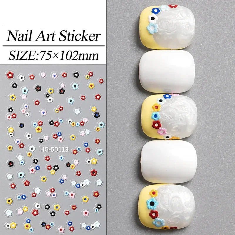 Phlox Flowers 3D Nail Art Stickers