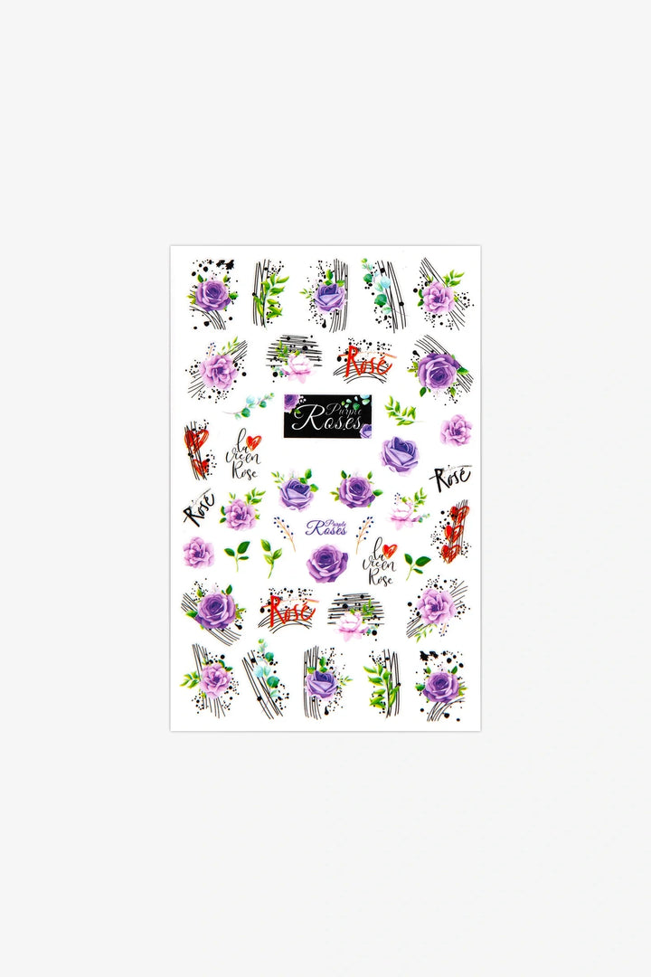 Purple Roses Nail Art Stickers