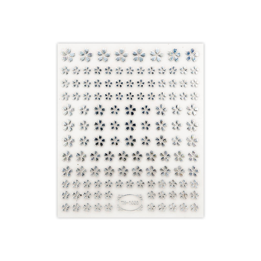 Silver Flowers 3D Nail Art Stickers - Gelly
