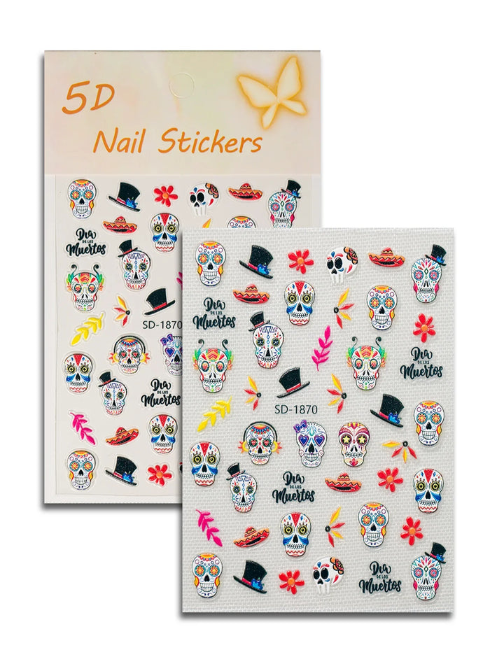 Sugar Skulls Nail 3D Art Stickers