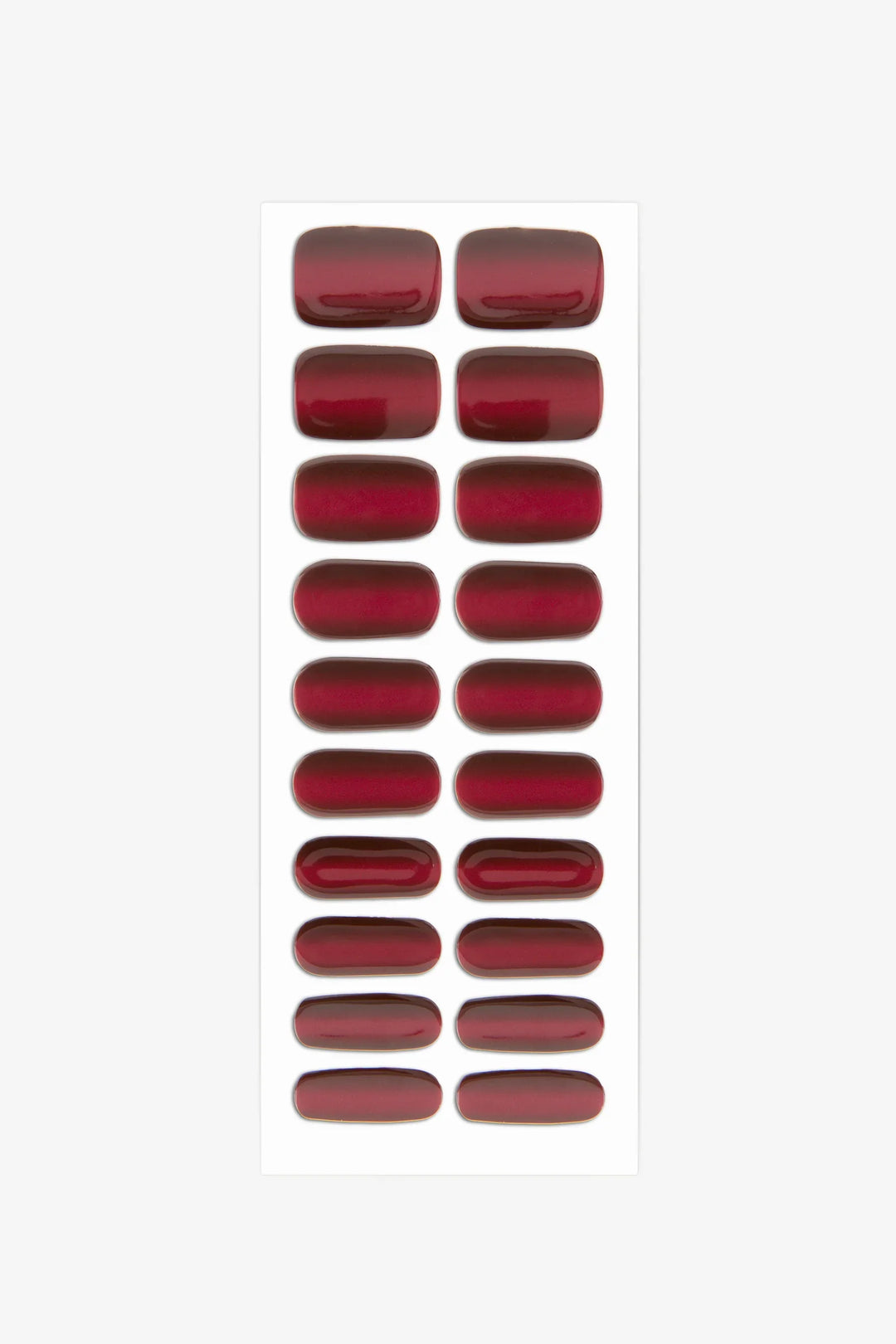 Sheet of semi-cured gel nail wraps in rich wine red with black undertones and a glossy, cat-eye shimmer effect.