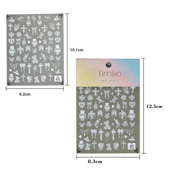 White Gothic 3D Nail Art Stickers