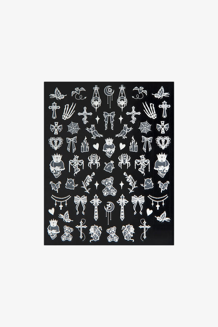 White Gothic 3D Nail Art Stickers