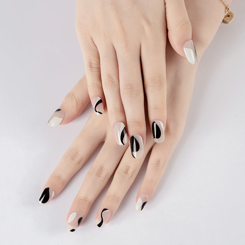 Black & White Swirl Gel Nail Sticker