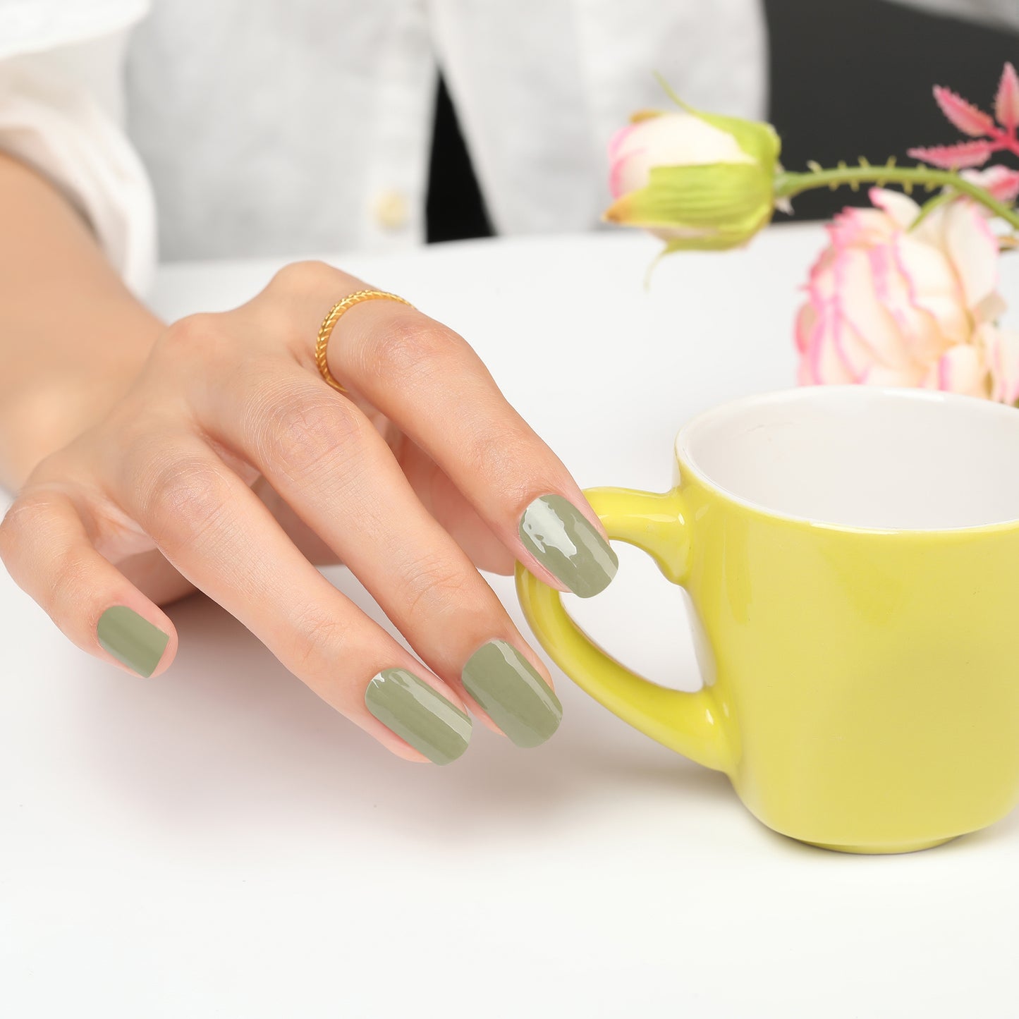 Khaki Green Gel Nail Sticker