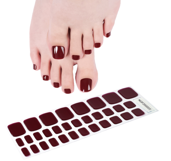 Burgundy Red Semi Cured Gel Toenail Strips