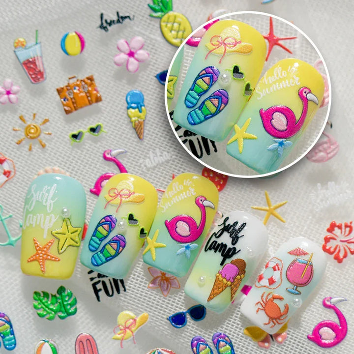 Beach Vibes 3D Nail Art Stickers