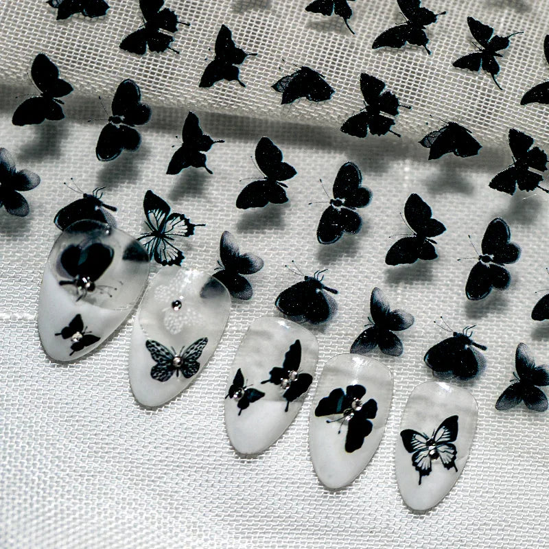 Black Butterfly Nail Art Stickers