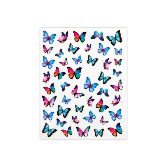 Blue & Rainbow Butterfly Nail Art Stickers