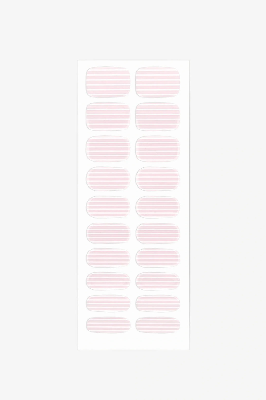 Full sheet of Candy Stripe semi-cured gel nail stickers displaying various sizes on a white background.