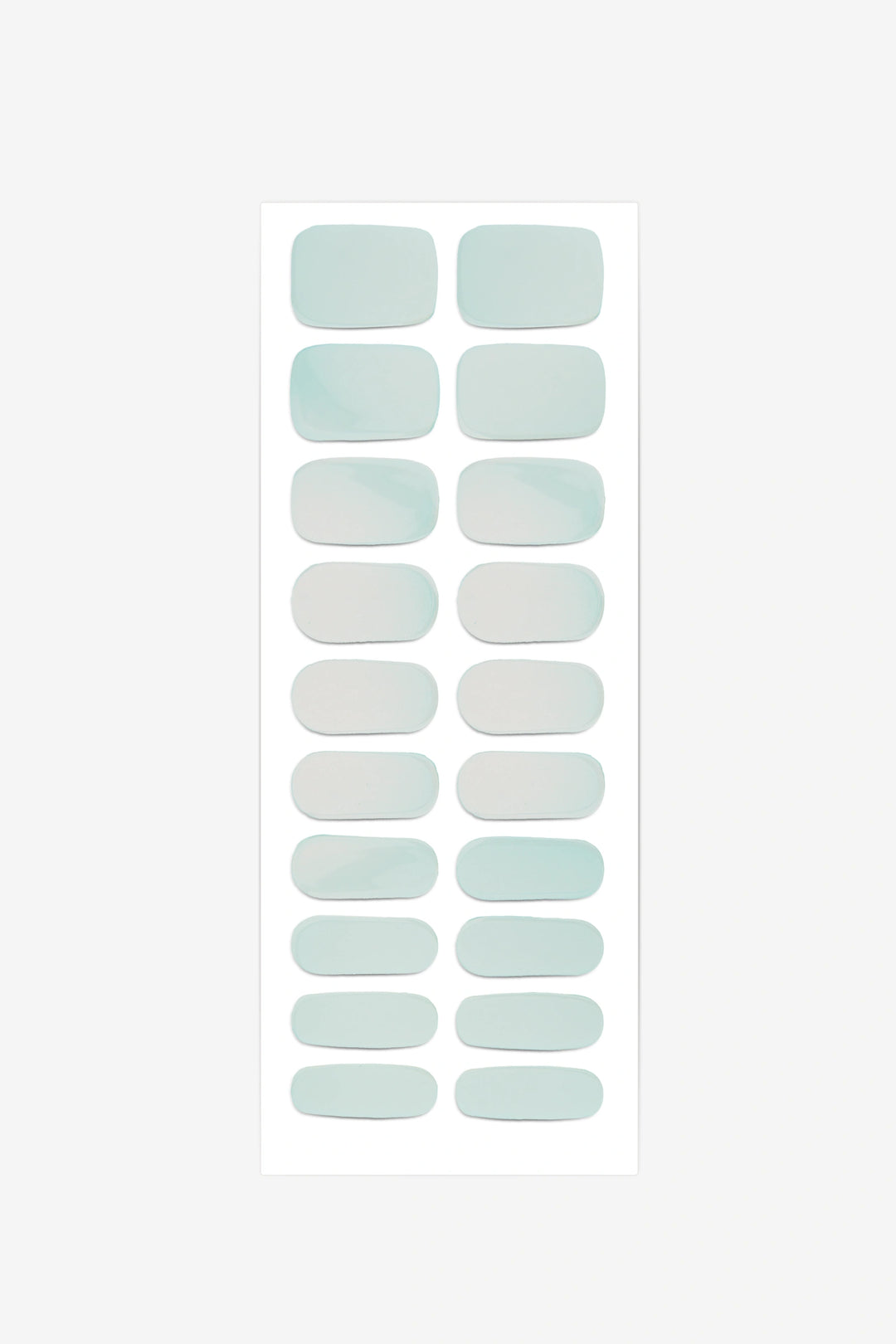 Full sheet of Chrome Mint semi-cured gel nail stickers displaying various sizes on a white background.