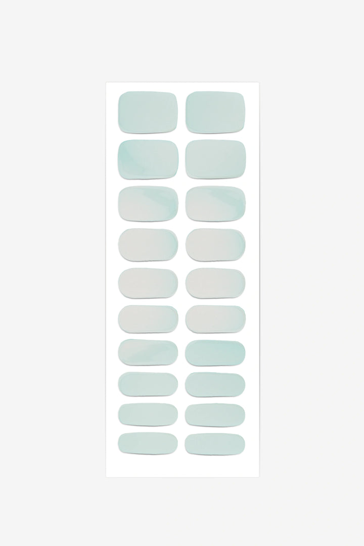 Full sheet of Chrome Mint semi-cured gel nail stickers displaying various sizes on a white background.