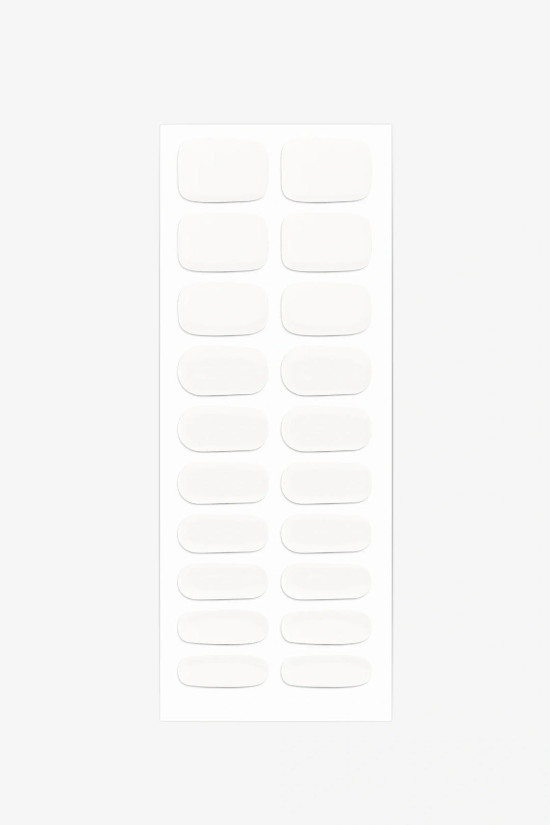Full sheet of Crisp Cotton UV-free gel nail stickers displaying various sizes on a white background.
