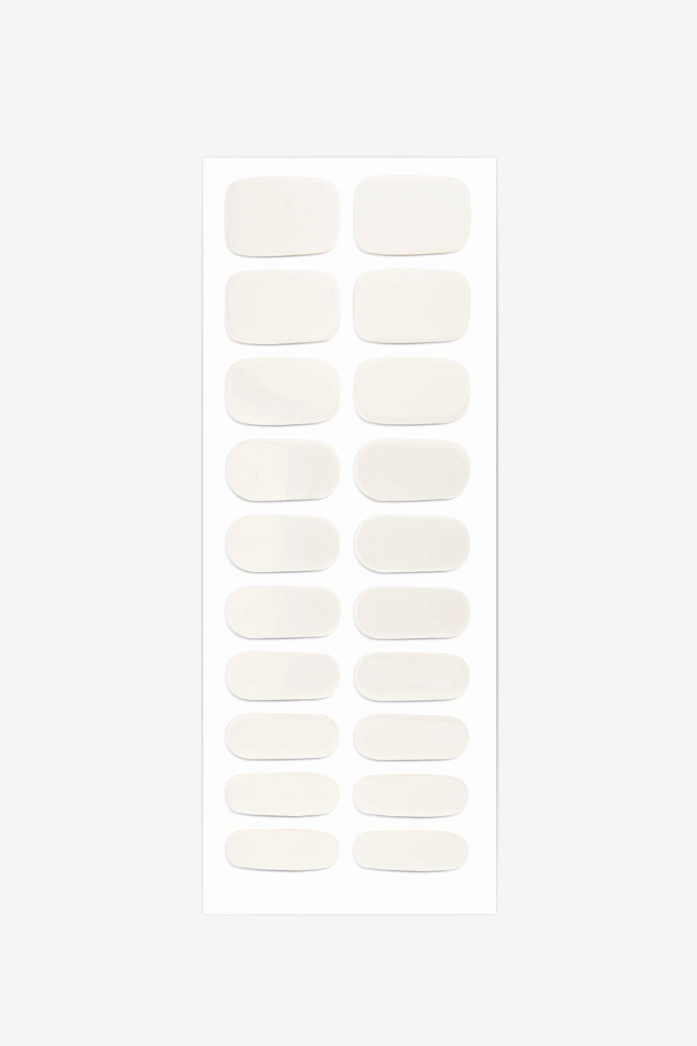 Full sheet of Frosted Glass semi-cured gel nail stickers displaying various sizes on a white background.