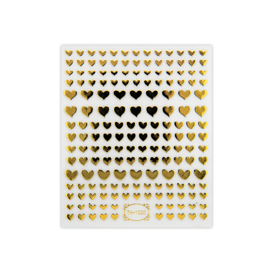 Golden Hearts 3D Nail Art Stickers