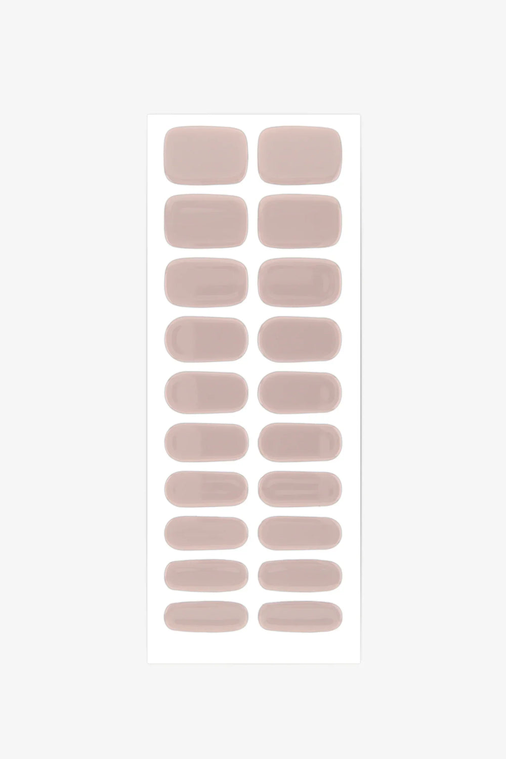 Full sheet of Ivory Cashmere semi-cured gel nail stickers displaying various sizes on a white background.