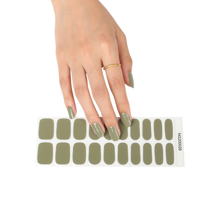 Khaki... but FABULOUS! | Green & Shimmering Lavender Mani-Pedi Gel Nail Strip Set