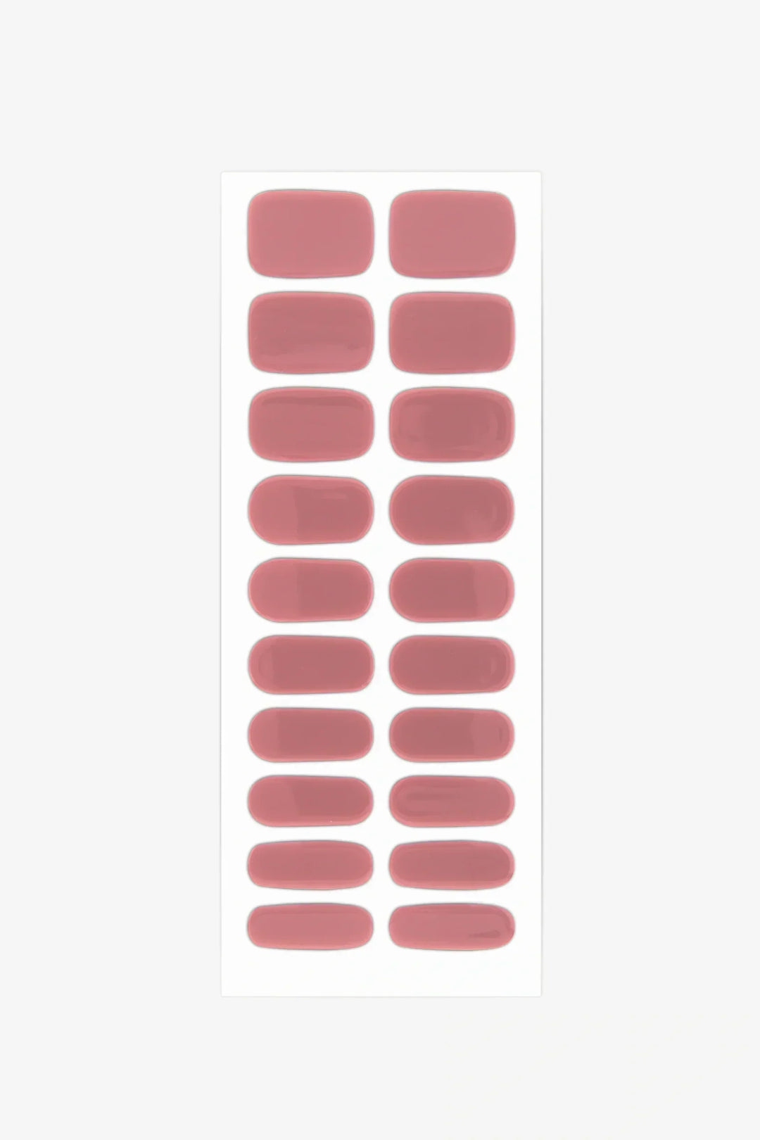 Sheet of light rose pink gel nail stickers with a smooth, glossy finish.