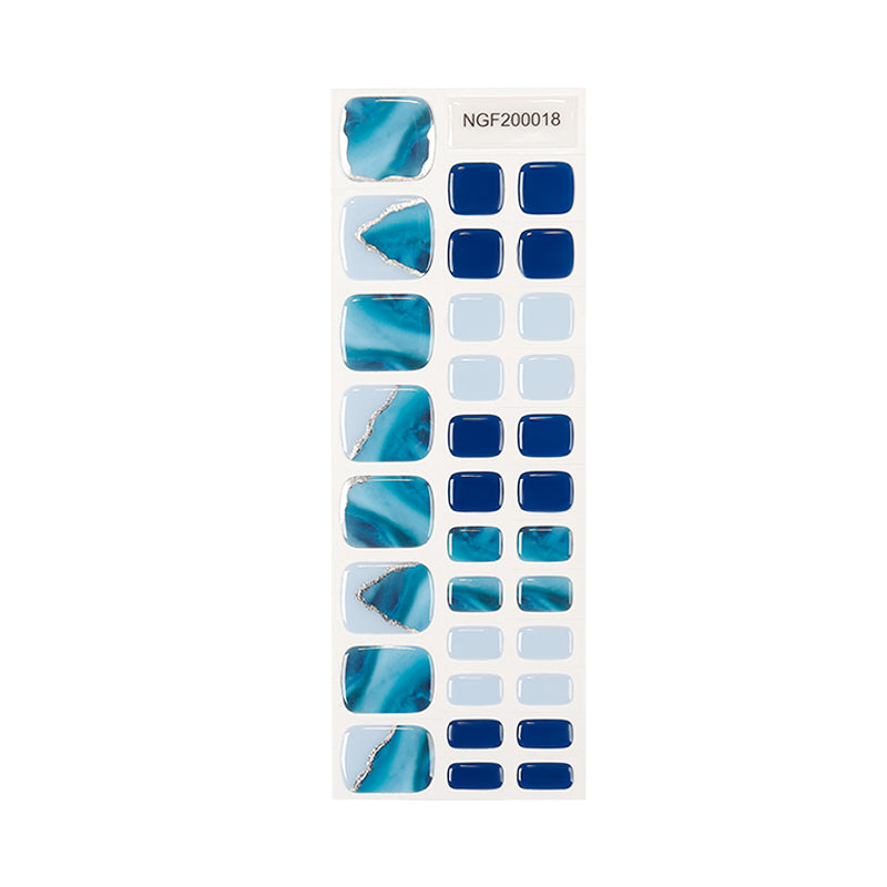 Ocean Blue Marble Gel Toenail Stickers