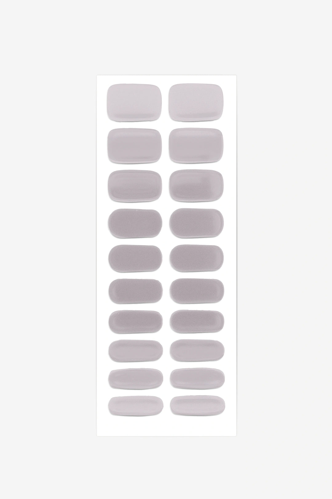 Full sheet of Metallic Silver semi-cured gel nail stickers displaying various sizes on a white background.