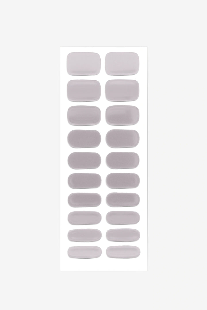 Full sheet of Metallic Silver semi-cured gel nail stickers displaying various sizes on a white background.