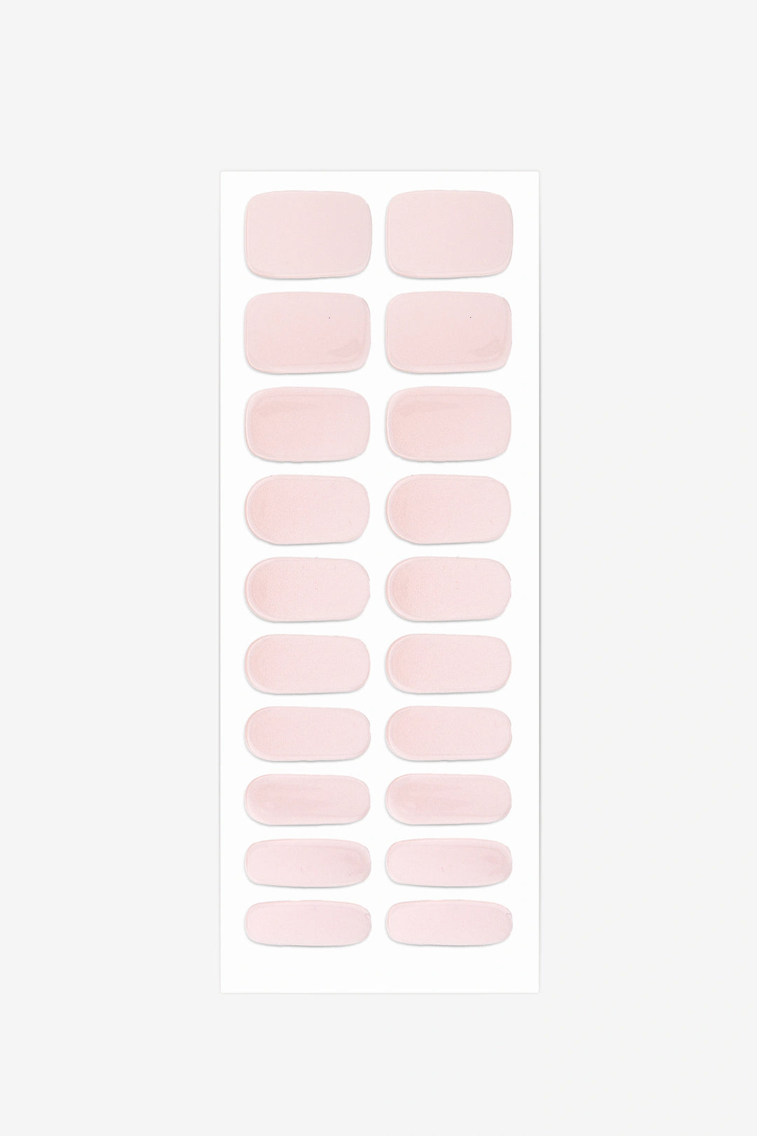 Full sheet of Natural Beige semi-cured gel nail stickers displaying various sizes on a white background.