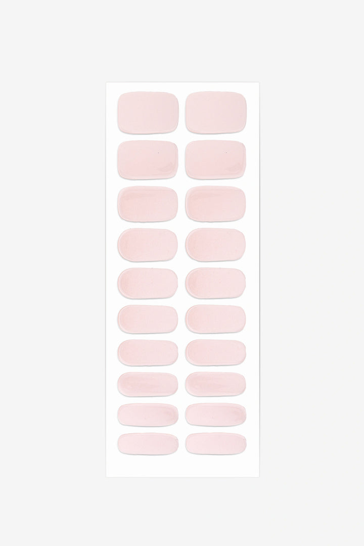 Full sheet of Natural Beige semi-cured gel nail stickers displaying various sizes on a white background.