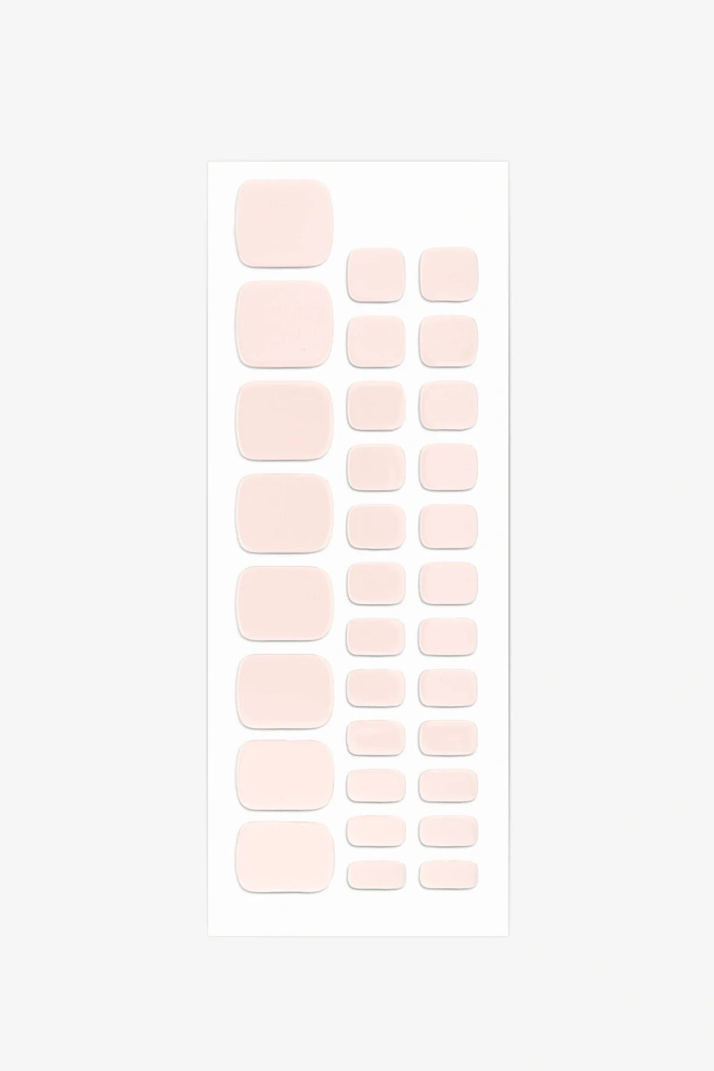 Full sheet of Pastel Pink semi-cured gel toenail stickers displaying various sizes on a white background.
