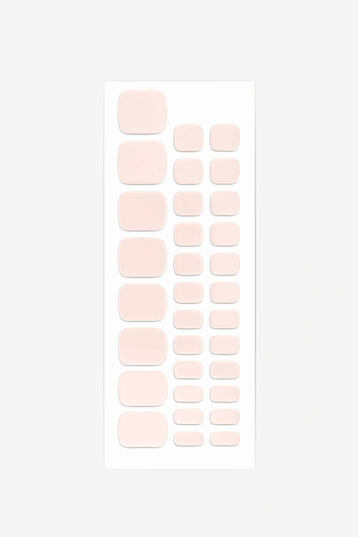 Full sheet of Pastel Pink semi-cured gel toenail stickers displaying various sizes on a white background.