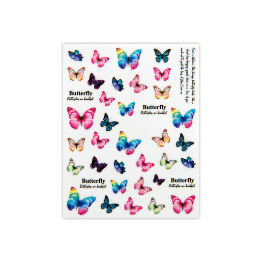 Pastel Rainbow Butterfly Nail Art Stickers