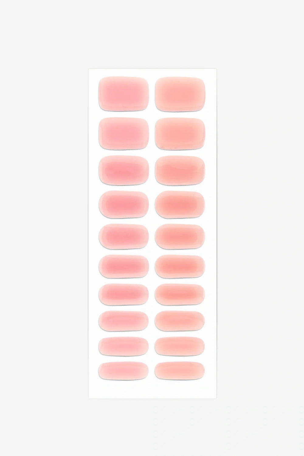 Full sheet of Pink Rose UV-free gel nail stickers displaying various sizes on a white background.