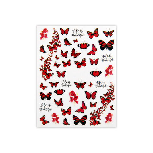 Red Butterfly Nail Art Stickers