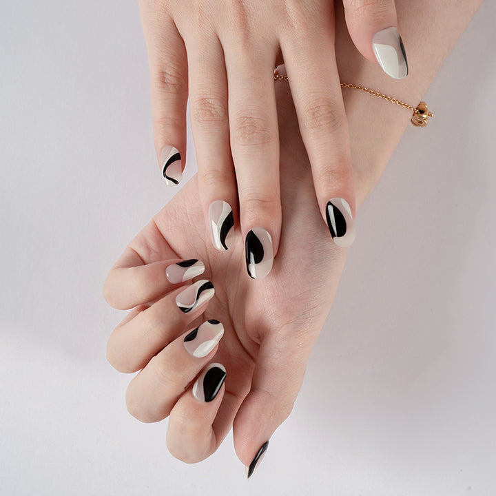 Black & White Swirl Gel Nail Sticker