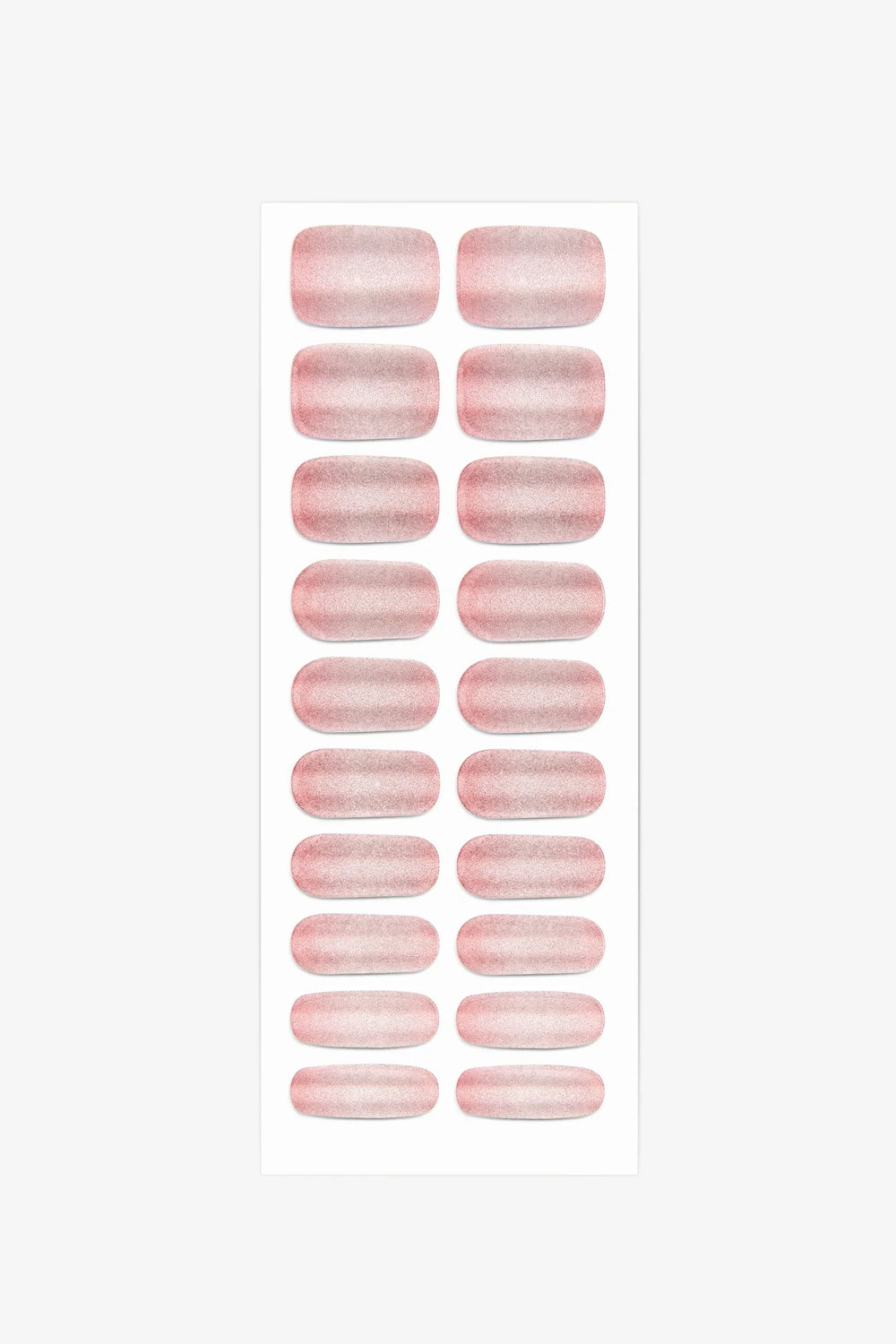 Full sheet of Rose Gold Cat Eye semi-cured gel nail stickers displaying various sizes on a white background.