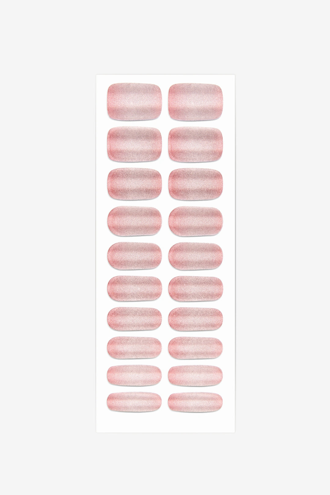 Full sheet of Rose Gold Cat Eye semi-cured gel nail stickers displaying various sizes on a white background.