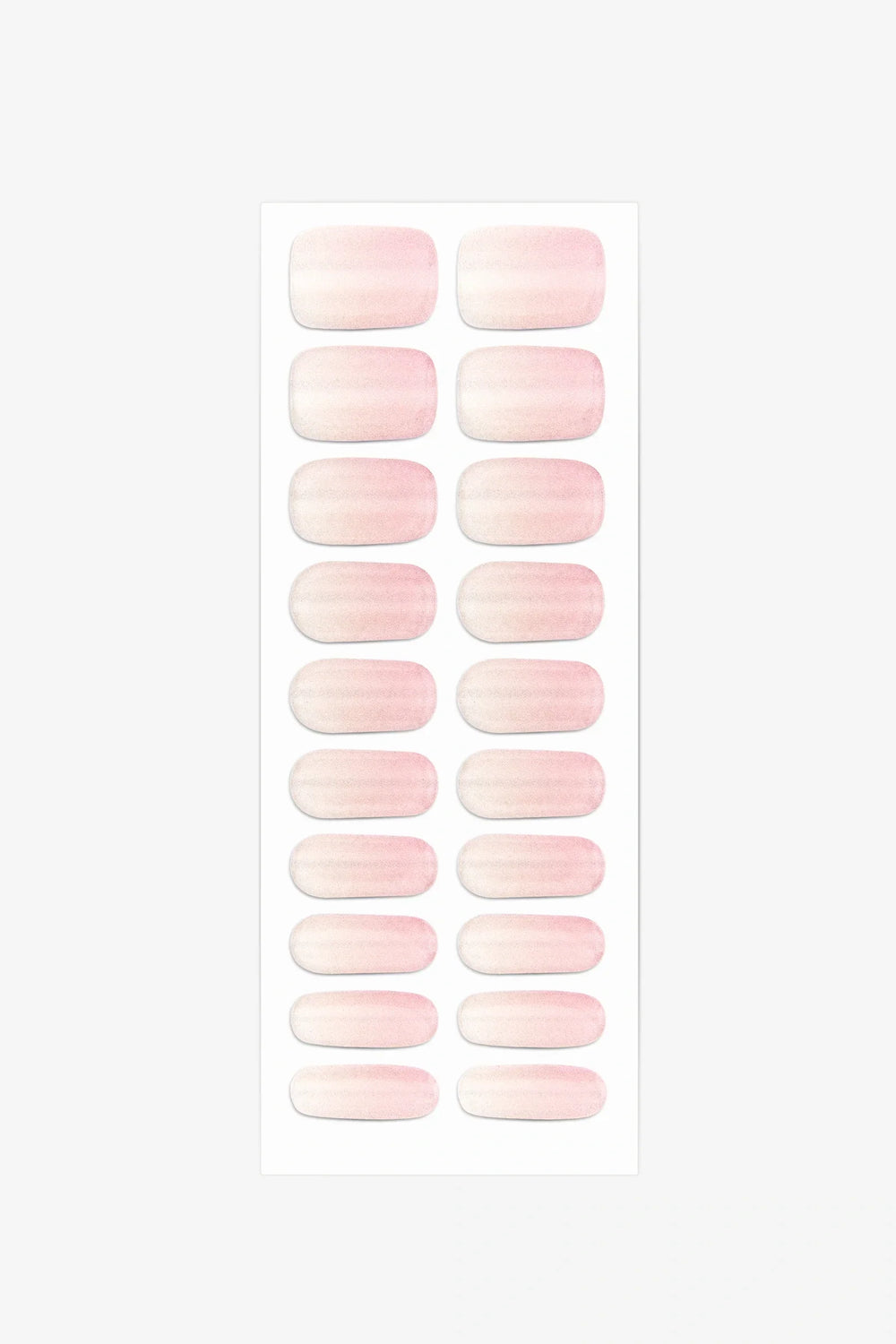 Full sheet of Sheer Blush Cat Eye UV-free gel nail stickers displaying various sizes on a white background.
