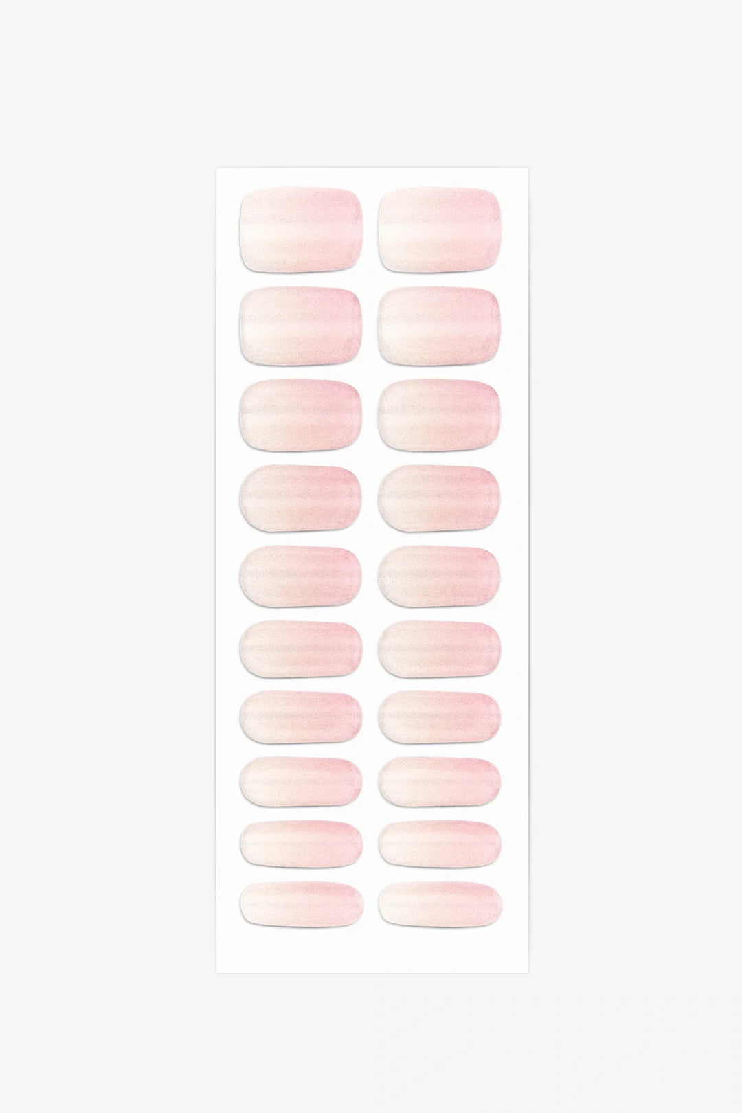 Full sheet of Sheer Blush Cat Eye UV-free gel nail stickers displaying various sizes on a white background.