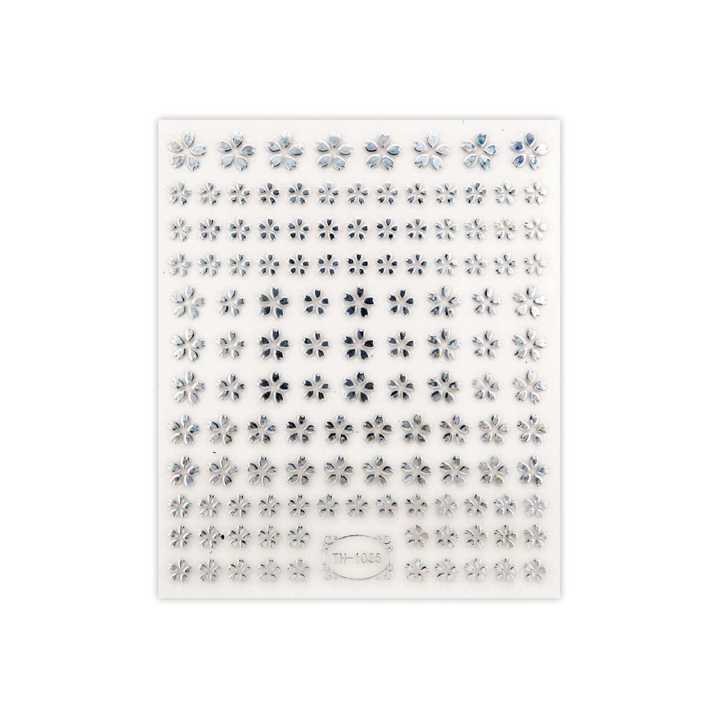 Silver Flowers 3D Nail Art Stickers