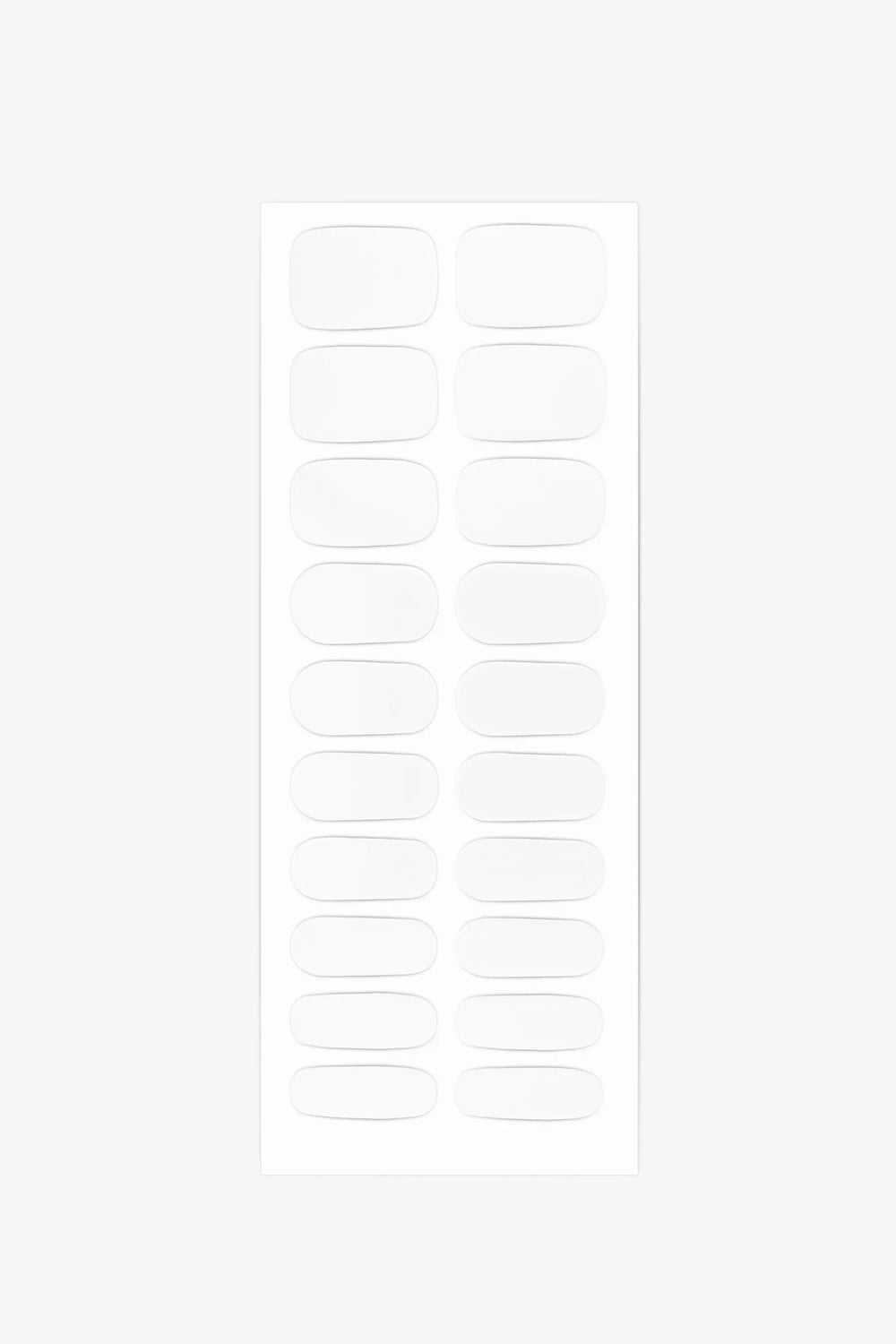 Sheet of pure white semi-cured gel nail wraps featuring a clean, glossy finish.