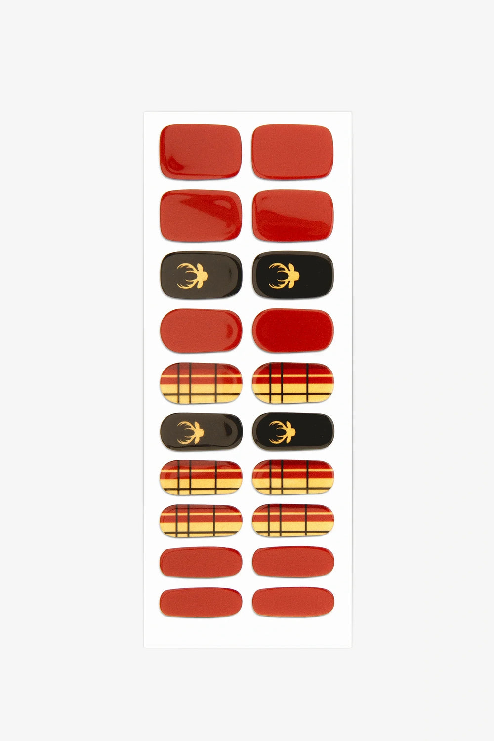 Full sheet of Stag Party semi-cured gel nail stickers displaying various sizes on a white background.