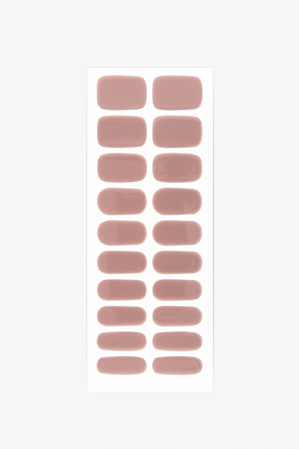 Full sheet of Taupe semi-cured gel nail stickers displaying various sizes on a white background.
