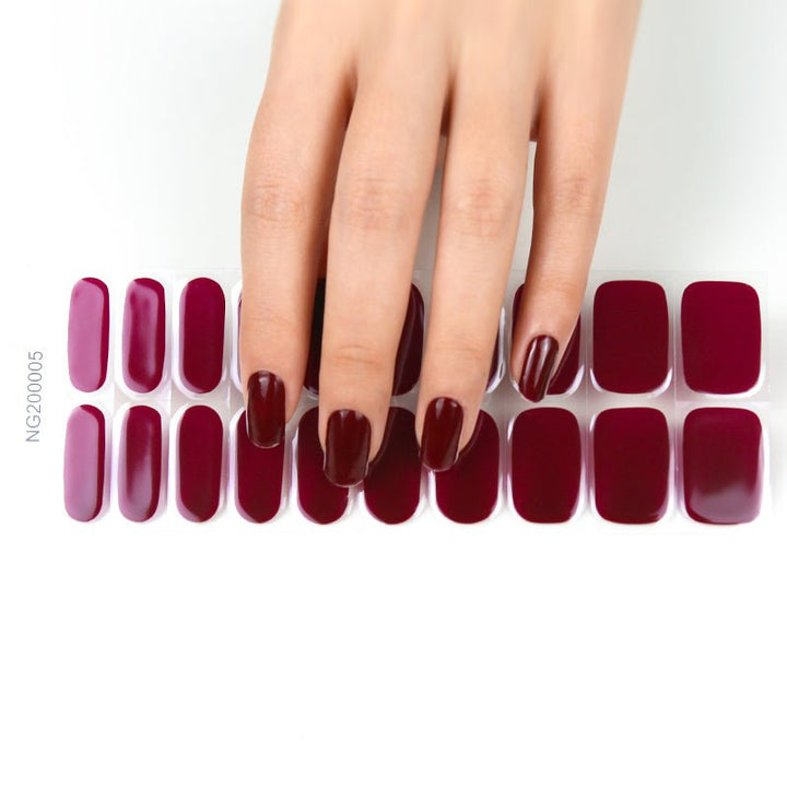 Burgundy Red Mani-Pedi Gel Nail Strip Twin Set