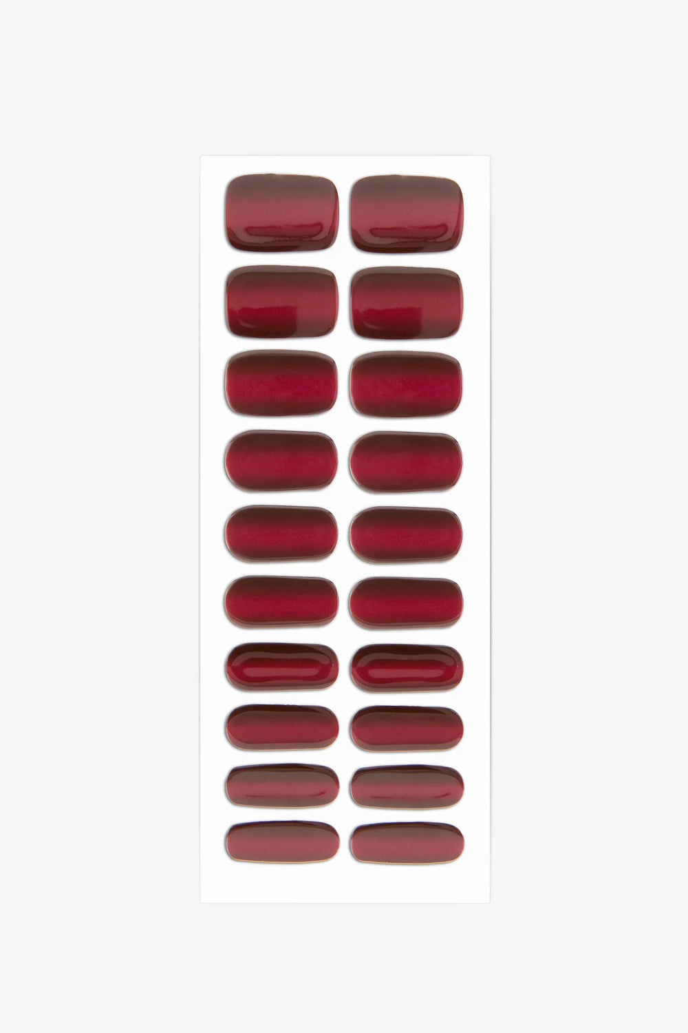 Sheet of semi-cured gel nail wraps in rich wine red with black undertones and a glossy, cat-eye shimmer effect.