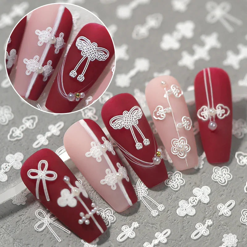 White Knots Nail Art Stickers