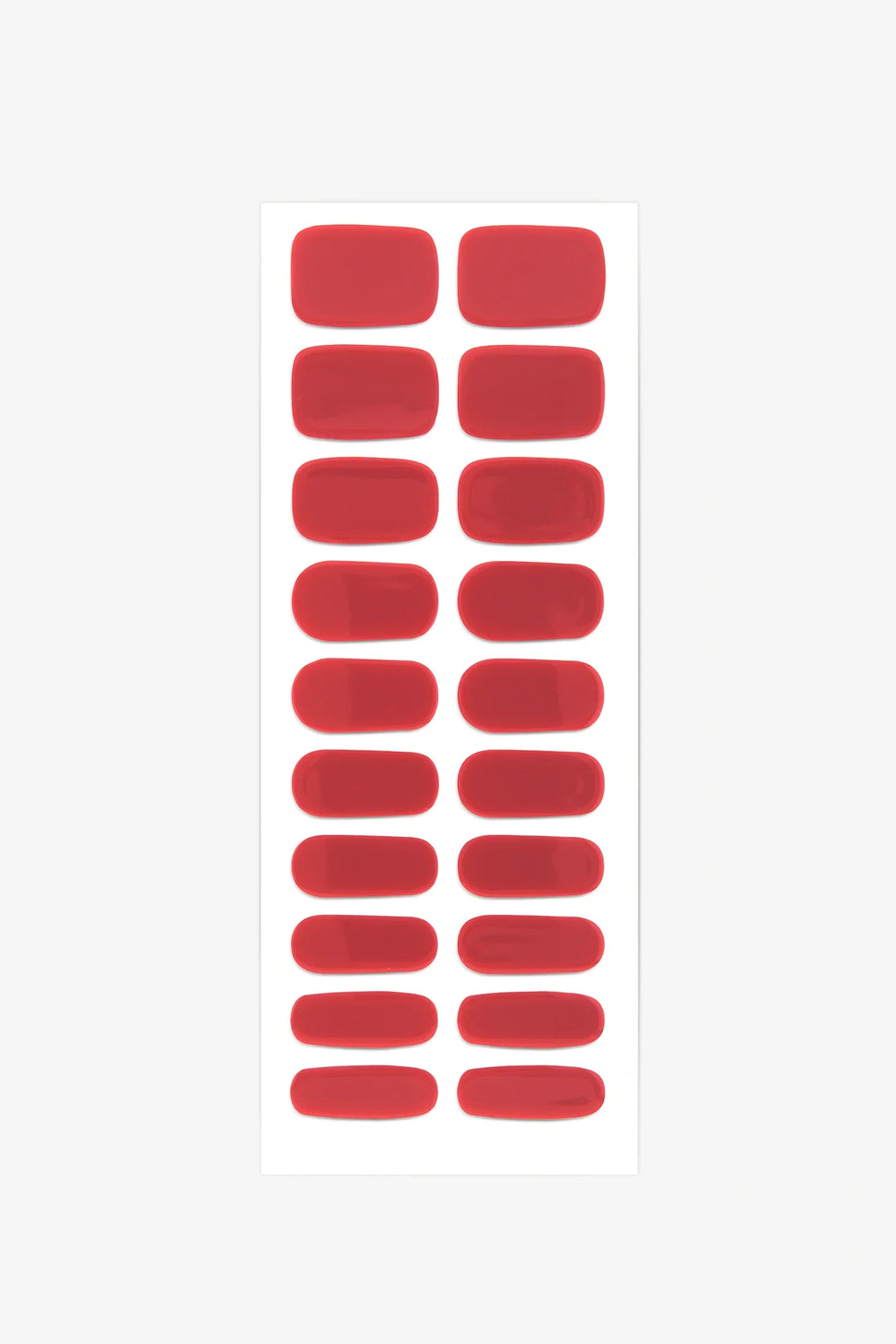 Full sheet of Wine Red semi-cured gel nail stickers displaying various sizes on a white background.